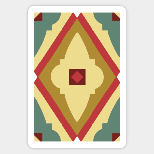 Abstract diamond geometric pattern red, yellow and green Sticker